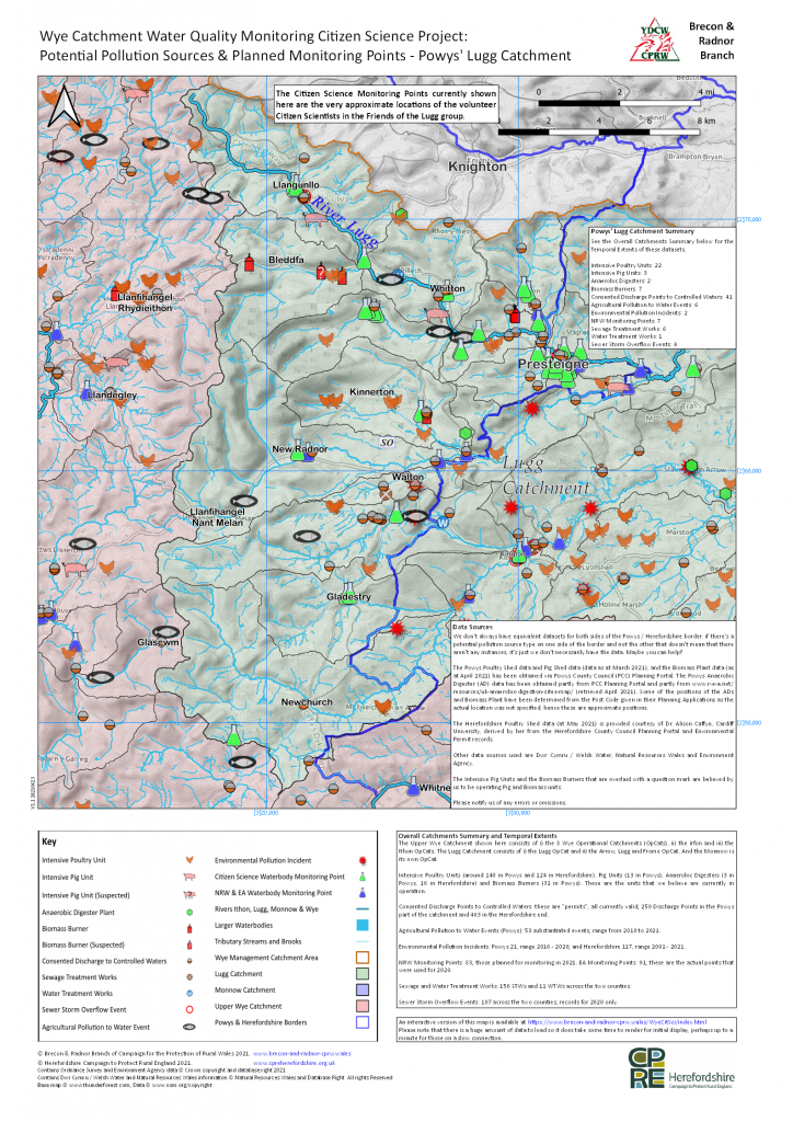 Powys Lugg Catchment Citizen Science Map